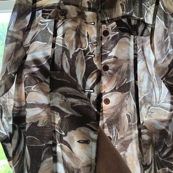 Alfred Dunner Beige Brown Leaf Print Lightweight Jacket Artsy Quiet Luxury - Picture 14 of 17